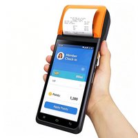 Terminal mobile POS portable intelligent Android 13 avec écran tactile capacitif de 5,5 pouces, processeur 8 cœurs, imprimante thermique de reçus de 58 mm, 3 Go de RAM