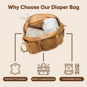 กระเป๋าผ้าอ้อมแบบ 3-in-1 สะพายหลังได้ สายรัดเข้ากับรถเข็นเด็ก ความจุ 20-35 ลิตร กันน้ำ ทำจากวัสดุ PU กระเป๋าเดินทางสำหรับเด็ก ช่องเก็บของแบบมีฉนวน สายคล้อง<span class=keywords><strong>มือ</strong></span> สำหรับคุณแม่และคุณพ่อ - Product Image 3