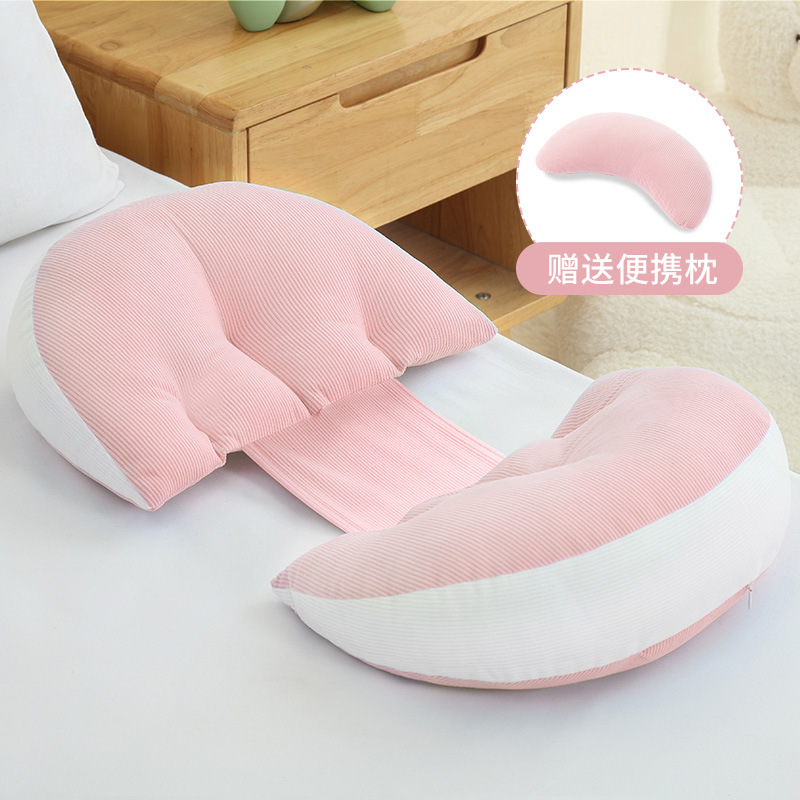 Oreiller de femmes enceintes en velours côtelé rose oreiller auxiliaire