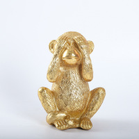 Ensemble de 3 statues de singes en résine, ne voit pas, ne parle pas, ne sait pas, ornement de singe doré, ne malice pas, décoration douce pour la maison et le bureau