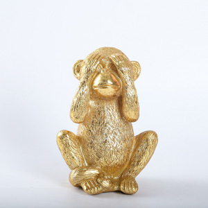 Ensemble de 3 statues de singes en résine, ne voit pas, ne parle pas, ne sait pas, ornement de singe doré, ne malice pas, <span class=keywords><strong>décoration</strong></span> douce pour la <span class=keywords><strong>maison</strong></span> et le bureau - Product Image 3