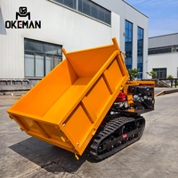 OKEMAN 1,5 Tonnen Handgeführter Mini-Raupentransporter Gummiketten-Dumper Traktor-Lader Benzinbetrieben für Gemüsegarten
