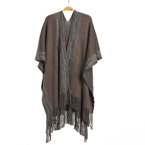 Elegant Tassel Fringed V Neck Solid <strong>Striped</strong> Knitted <strong>Shawls</strong> Cape Wraps Autumn <strong>Winter</strong> <strong>Shawl</strong> for Women