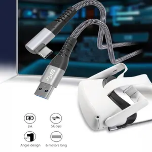 VR cáp 3m 5M 6m 16ft 90 độ khuỷu tay góc bên phải 5gbps Gen1 3.2 USB Loại A để Loại C Cáp cho Oculus Quest 1 2 VR liên kết cáp