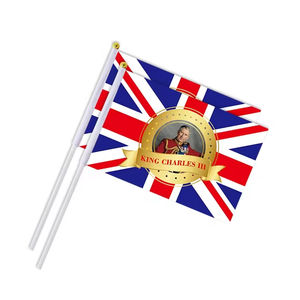 Gahumi impresión personalizada rey Carlos III Bandera de mano pequeña bandera 14*21cm poliéster Reino Unido Mini bandera para ceremonia vacaciones - Product Image 3