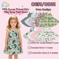 Robe d'été décontractée pour fillettes, personnalisée OEM, à bretelles spaghetti, imprimé floral, vichy ou animalier, sans manches, pour tout-petits, idéale pour les fêtes