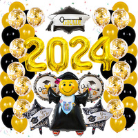 Ballons en papier noirs imperméables pour fête de remise des diplômes 2024, avec logo toque de diplômé et livre – Vente chaude