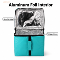Sac isotherme imperméable en bâche, taille moyenne 35x25x35cm, doublure en feuille d'aluminium, logo personnalisé, faible MOQ, pour livraison de repas