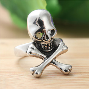 Skeleton Skull <b>Cross</b> <b>Ring</b> <b>Silver</b> Men's Punk Jewelry Gift Fashion <b>Ring</b> - Product Image 1