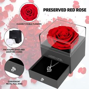 AYOYO Vente directe d'usine, vente chaude, boîte cadeau de rose éternelle préservée, Qixi, Saint-Valentin 2026, collier pour petite amie, <span class=keywords><strong>fleur</strong></span> éternelle - Product Image 3