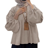 Haut plissé ample de style japonais et coréen vintage pour adultes, nouvelle collection grande taille, automne, en polyester, pour femmes musulmanes