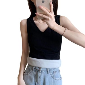 Camisola térmica sin mangas ajustada para mujer, chaleco informal cálido y grueso con forro polar, ropa interior y exterior para otoño e invierno - Product Image 5
