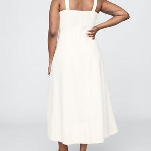 Nouvelle Arrivée Robe en Jean d'Été de Haute Qualité Style Affaires Noble Col Rabattu Délavé à l'Acide Longueur Midi Robe en Jean Modeste - Product Image 6