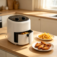Friteuse à air électrique multifonctionnelle moderne carrée en plastique sans huile de grande capacité 4,5 L pour la maison