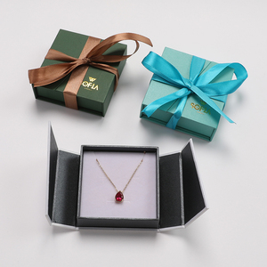 Custom Logo Ribbon Jewelry Box Earrings Necklace Bracelet <b>Rings</b> Jewelry <b>Storage</b> Box Double-Open Packaging Box - Product Image 4