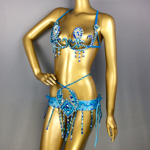 <span class=keywords><strong>Costume</strong></span> de danse du ventre <span class=keywords><strong>sexy</strong></span> pour femmes adultes, samba, <span class=keywords><strong>carnaval</strong></span>, polyester, soutien-gorge à armatures et ceinture, 2 pièces/ensemble, pierres arc-en-ciel, cristaux - Product Image 2