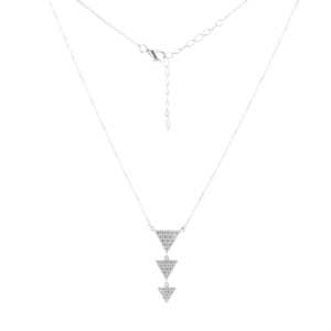 Bijoux en argent Sterling 925, collier Lariat, chaîne, Triangle, zircon cubique, collier pour femmes, ensemble de bijoux de mariage - Product Image 5