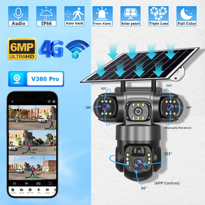 กล้องวงจรปิด V380 Pro 6MP PTZ พลังงานแสงอาทิตย์ มองเห็นในเวลากลางคืนแบบสีเต็มรูปแบบ ติดตามอัตโนมัติ พร้อมเสียงแจ้งเตือน กันน้ำ IP66 กล้องเน็ตเวิร์ค 4G WiFi - Product Image 2