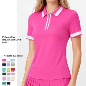 Nouveau T-shirt de sport amincissant et respirant pour femme – Haut de gamme pour le <span class=keywords><strong>tennis</strong></span>/le golf à manches courtes en nylon/spandex - Product Image 5