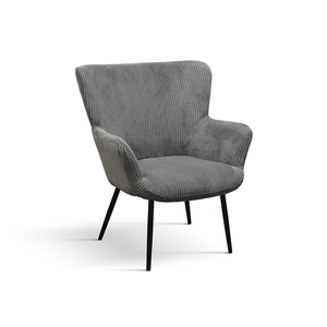 Fauteuil Titti en velours gris foncé avec pieds en métal, chaise de salon d'intérieur - Product Image 1