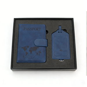 Set de <span class=keywords><strong>Regalo</strong></span> de Etiqueta para Equipaje y Porta Pasaportes con Bloqueo RFID, Caja de <span class=keywords><strong>Regalo</strong></span> de Viaje de Cuero PU, Hebilla Magnética Antirrobo - Product Image 4