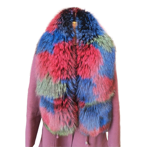 Tùy chỉnh thực hiện Khăn Phụ nữ mùa đông ấm lông khăn Fox lông lớn cổ áo khăn choàng khăn lông vải - Product Image 6