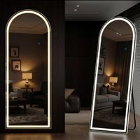 Miroir sur pied GKMZCGT réglable à longueur complète avec éclairage LED et interrupteur tactile, 65x24, design moderne pour usage domestique