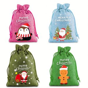 Bolsa de Arpillera Grande de 20x30cm con Logotipo Navideño, Bolsa de Lino Personalizada para Regalos, Ideal para Empacar Dulces, Juguetes y Regalos de Navidad - Product Image 2
