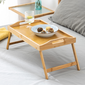 도매 휴대용 다기능 대나무 침대 트레이 테이블 현대 접는 다리 일회용 아침 식사 서빙 음식 음료 - Product Image 3
