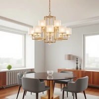 Lámpara de Techo Moderna de Lujo con Cristales y Latón, Lámpara LED Colgante para Sala de Estar, Hotel, Restaurante, Villa, Iluminación Interior