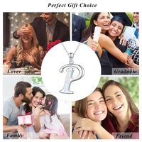 Bijoux Femme Unique Argent Sterling 925 Initiale P Monogramme Lettre Avec Opale Créée Alphabet Collier