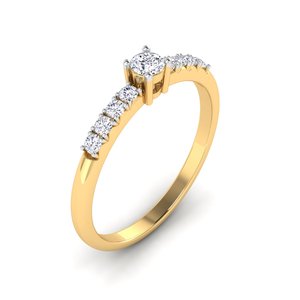 Anillo de aniversario para mujer 18K chapado en oro diseño clásico diamante cultivado en laboratorio Ajuste de bisel de boda hecho a mano - Product Image 1