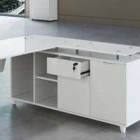 Offre spéciale bureau verre moderne directeur Table bureau d'ordinateur de luxe Bureau De Travail