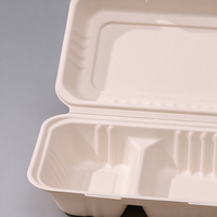 Boîte à emporter compostable en bagasse, type clamshell, à compartiment unique, jetable, pour salades, pâtes, restauration rapide et services de traiteur