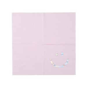 Hanlin Paper Napkins 33cm Square Pink Purple Smiley Face Gold Foil Themed Party Use - Product Image 5