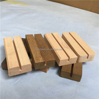 Base en bois rustique pour porte-panneau acrylique, porte-menu A5, bloc en bois avec fente personnalisée, support d'affichage en bois pour cartes