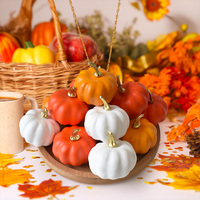 Petite citrouille artificielle blanc mat et orange avec poignée dorée, ornement d'intérieur style ferme pour armoire et fenêtre, pour les fêtes d'automne, vente en gros