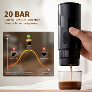 20 Bars Self <b>Heating</b> Capsule / Coffee Powder <b>USB</b> -C Electric Espresso Machine Car Travel Portable Coffee Maker for Camping - Product Image 3