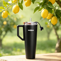 Mug à café en acier inoxydable anti-fuite avec fermeture à un clic, poignée ergonomique, isolation thermique, sans BPA, grande capacité