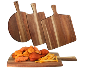 Wooden Chopping Blocks Set Rectangle With Handle Acacia Wood Serving Board For Charcuterie <b>BBQ</b> Pizza Catering - Product Image 1