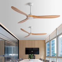 70 pouces américain Vintage LED ventilateur de plafond lumière nordique en bois massif salle à manger lustre suspendu onduleur ventilateur ménage salon