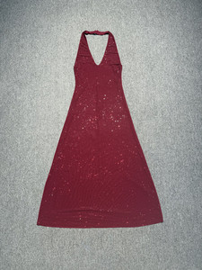 厂家直销女式无袖无背v领缎带钻石吊带衫马克西派对裙 - Product Image 5