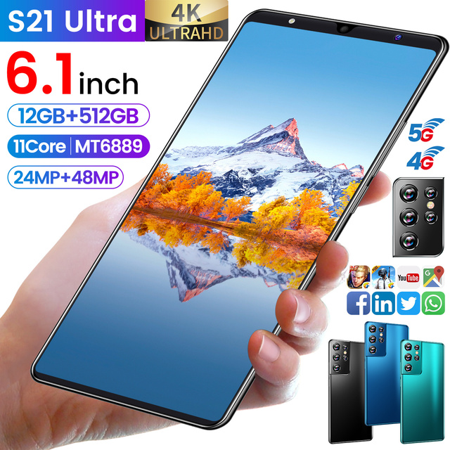 Hot Selling Unlocked 5G LTE WCDMA GSM Android Smartphone 12GB RAM 512GB ROM OLED 120Hz Display 5000mAh Battery