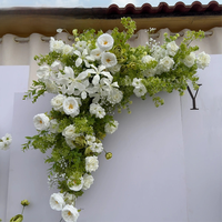 Arrangement floral en soie blanche et verte fait main, bouquet personnalisé, décoration de mariage, centre de table en fleurs artificielles