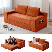 Canapé-lit compact orange, directement de l'usine, pas d'assemblage requis, mobilier de salon, convertible 2 en 1, chambre d'hôtes