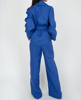 Ensemble de vêtements pour femmes à la mode personnalisée, cardigan en coton et lin, ensemble 2 pièces avec pantalon long et ceinture, décontracté pour l'hiver