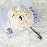Grande rose artificielle blanche résistante aux UV, romantique, pour mariage, Saint-Valentin, intérieur/extérieur, fleur en PE au toucher réel, décoration complète