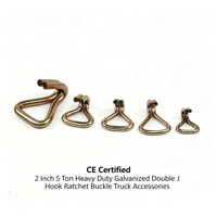 Attache à cliquet double crochet en J en métal galvanisé robuste de 2 pouces, certifiée CE, pour accessoires de camion, capacité de rupture 4000-10000 kg