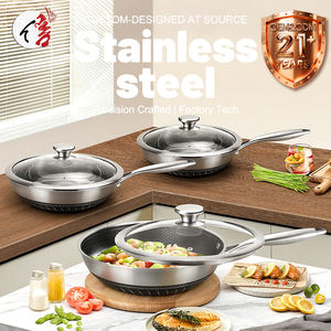 <span class=keywords><strong>Wok</strong></span> chinois personnalisé en acier inoxydable triple couche 304 antiadhésif avec couvercle, pour cuisine et cuisson - Product Image 6