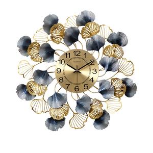 Reloj de Pared Decorativo de Metal con Hojas de Ginkgo, Estilo Romántico y Silencioso, Promoción Personalizada para Hoteles - Product Image 1